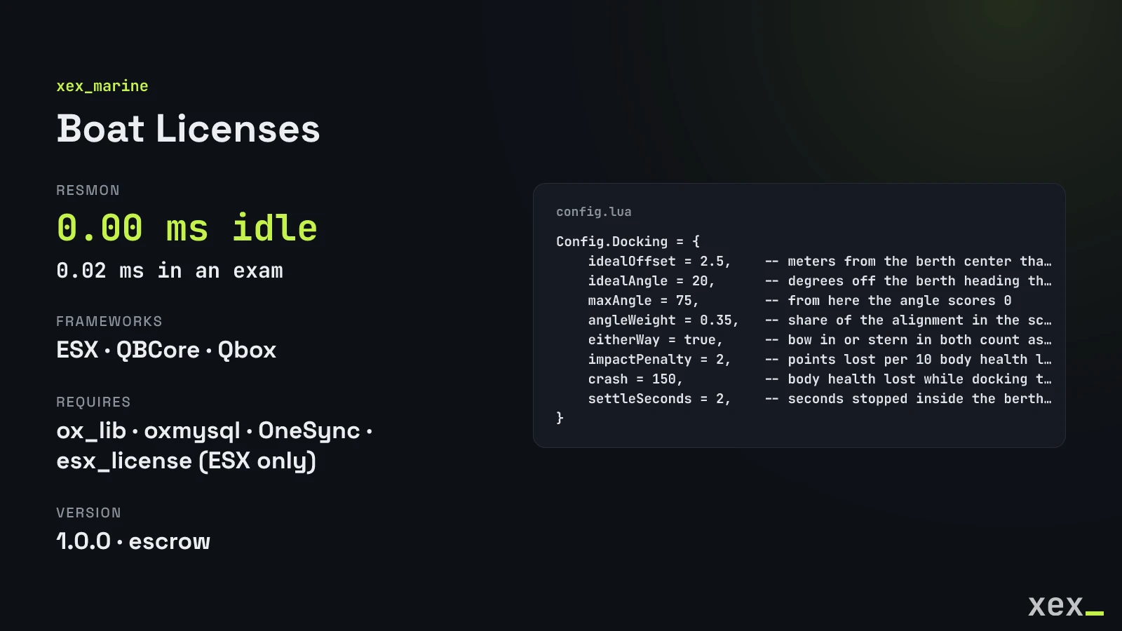 Docking score settings in config.lua