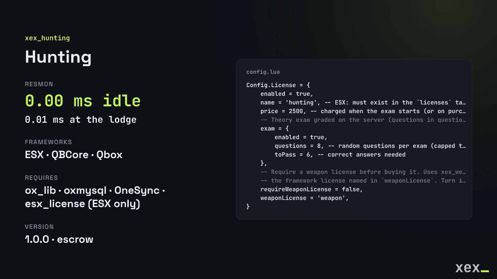 License price and theory exam settings in config.lua