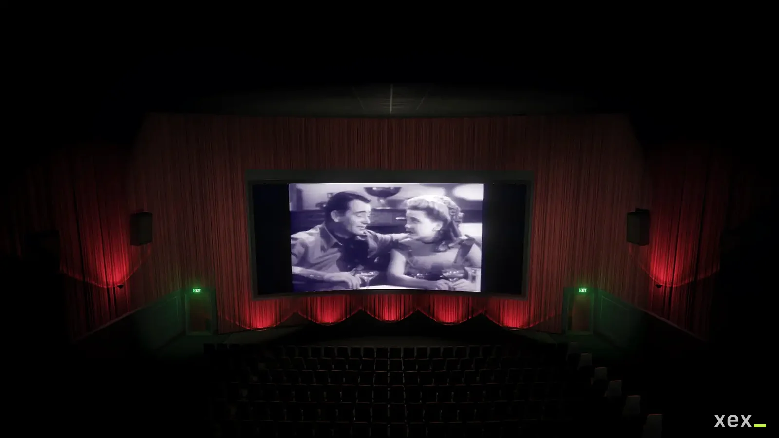 A channel on the cinema screen, the same second for everyone in the room